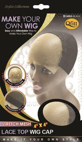 Qfitt Stretch Mesh Lace Top Wig Cap #5063 Black - Gilgal Beauty