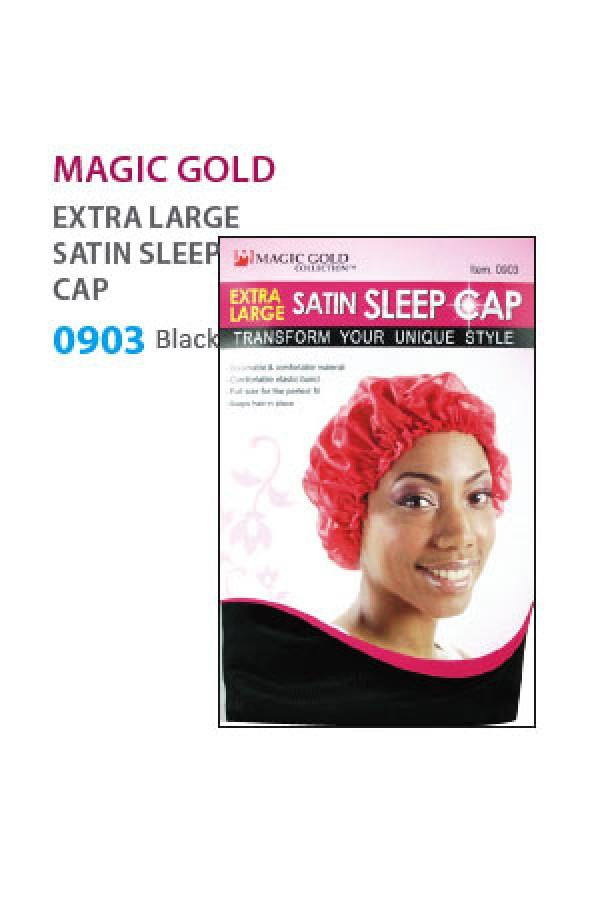 Magic Gold Extra Large Satin Sleep Cap #0903 Black - Gilgal Beauty