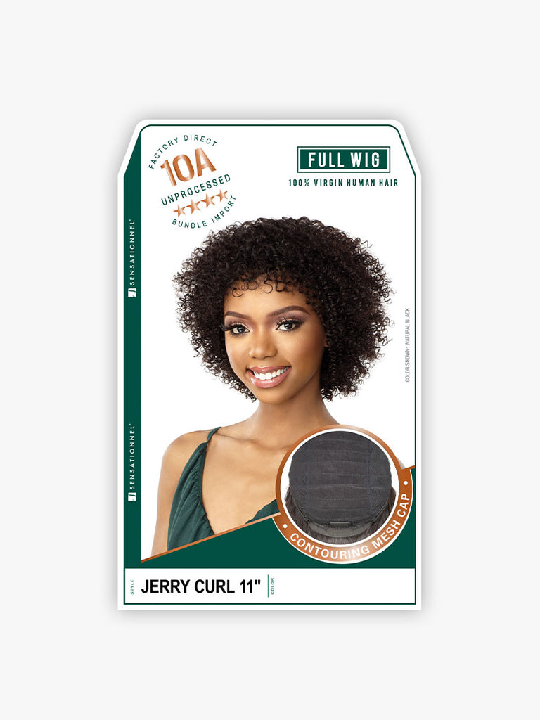 Sensationnel JERRY CURL 11" 100% 10A Virgin Human Hair Full Wig