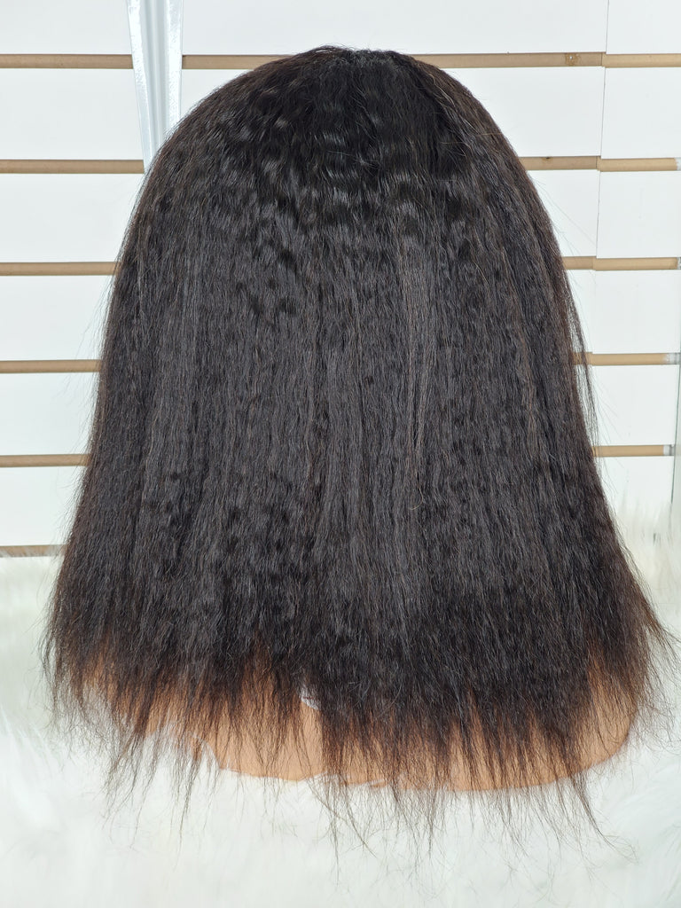 CJ Collection KINKY STRAIGHT 14" 100% Virgin Human Hair 4 X 4 Lace Wig - Natural Color