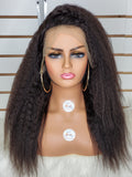 CJ Collection KINKY STRAIGHT 18" 100% Virgin Human Hair 13 X 4 Frontal Lace Wig - Natural Color