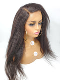 CJ Collection KINKY STRAIGHT 20" 100% Virgin Human Hair 4 X 4 Lace Wig - Natural Color