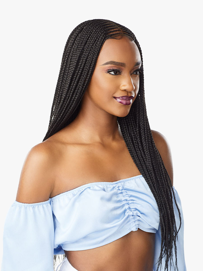 Sensationnel 4 X 5 CENTER PART FEED IN 28 Hand Braided Lace Wig