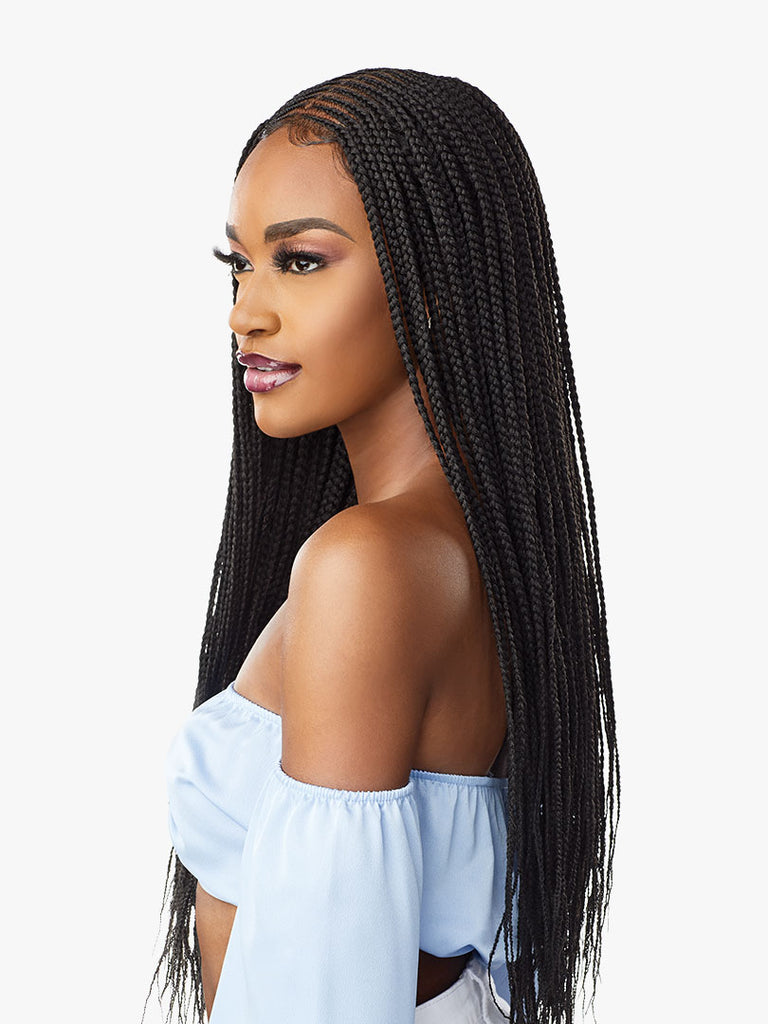 Sensationnel 4 X 5 CENTER PART FEED IN 28" Hand Braided Lace Wig