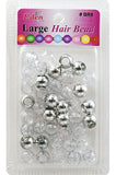Eden Large Hair Bead - Silver & Clear With Silver Glitter