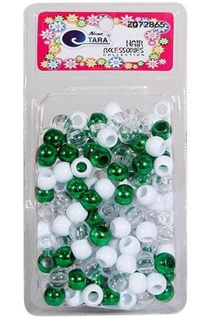 Tara Plastic Bead - Metallic Light Green, White & Clear - Gilgal Beauty