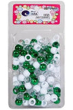 Tara Plastic Bead - Metallic Light Green, White & Clear