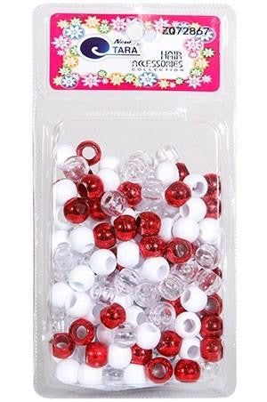 Tara Plastic Bead - Metallic Red, White & Clear - Gilgal Beauty