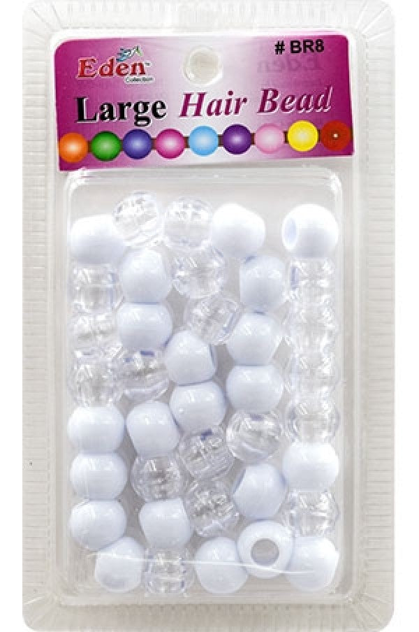 Eden Large Hair Bead - White & Clear Beads