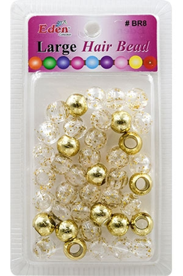 Eden Large Hair Bead - Gold & Clear With Gold Glitter
