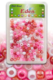 Eden Large Plastic Hair Bead - Metallic Pink Tones, Pearl White & Clear Beads