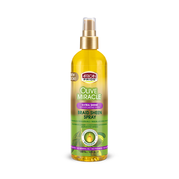 African Pride Olive Miracle Extra Shine Braid Sheen Spray (12oz)