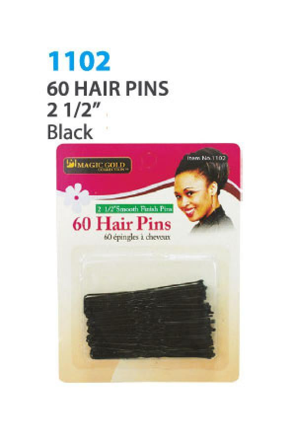 Magic Gold 2 1/2" Black Hair Pins - 60 Pieces - #1102 - Gilgal Beauty