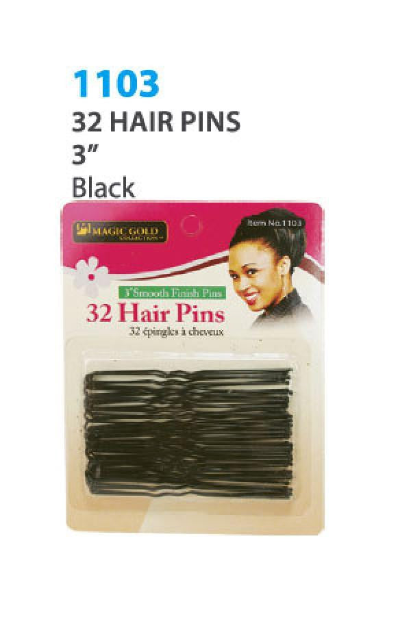 Magic Gold 3" Hair Pins - 32 Pieces - #1103 - Gilgal Beauty