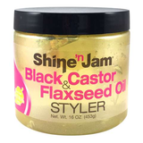 Ampro Shine 'n Jam Black Castor & Flaxseed Oil Styler Gel - Gilgal Beauty