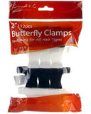 Kim & C Butterfly Clamp 2" - 12Pcs Black & White - Gilgal Beauty