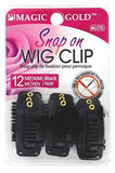 Magic Gold Snap On Wig Clip - 12 Pcs - Medium - Black - Gilgal Beauty