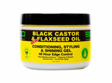 Eco Style Black Castor & Flaxseed Oil - Conditioning, Styling & Shining Gel - 48 Hour Edge Control-8oz
